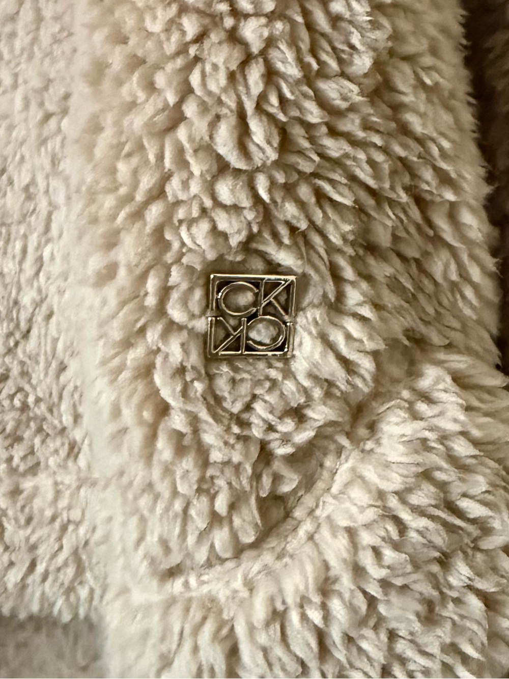 Calvin Klein Cozy Taupe Sherpa Pullover - Half Zip - Picture 4 of 6